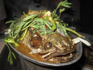 Thai fried catfish with soup