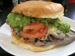 Chilean churrasco beef sandwich